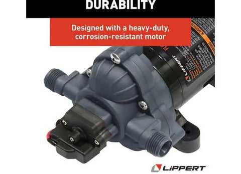 Heavy Duty Flow Max Rv Water Pump With 50 Psi Pressure And 3 Gallons Per Minute Flow close-up of durable motor design