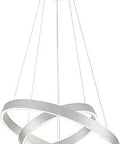 Two Ring Modern Pendant Light With Dimmable LED Bulbs Ultra Sleek Adjustable Hanging Chandelier For Living Room Dining Room Foyer Bedroom