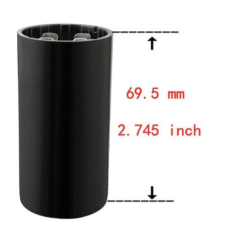 161-193uF MFD 125VAC 50 60Hz CD60 Round Starting Capacitor For Air Conditioners Condensing Units Direct Cooled Or Heat Pump Motor Starting Beefed Up Replacement Part For Condensing Units And HVAC Systems, black cylinder 69.5 mm tall