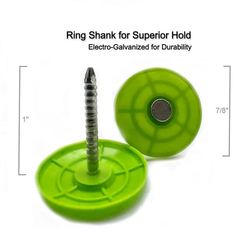 1 Inch Cap Nails for Mass Loaded Vinyl Installations, Ring Shank, Electro Galvanized, Flush Drywall Ready
