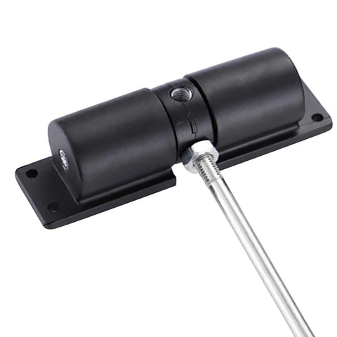 Adjustable Double Spring Door Closer for home, exterior doors and gates, self-closing hardware, black aluminum alloy body close-up