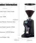 Kick Your Daily Brew Game Up With This Precision Flat Burr Coffee Grinder Featuring LCD Interface And 19 Grind Settings For Barista Quality Extracts In Espresso Drip French Press Or Cold Brew, aluminum alloy body, 200W, 1500ml hopper.