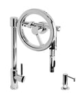 Heavy Duty Polished Copper Pull Down Kitchen Faucet With Flexible Hose Toggle Sprayer Head showcasing polished chrome finish and dual handle.