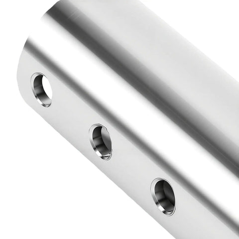 Close-up of Kickass Heavy Duty Stainless Steel Electric Drill Adapter for Trailer Jack with 1/2 Inch Socket Bit.