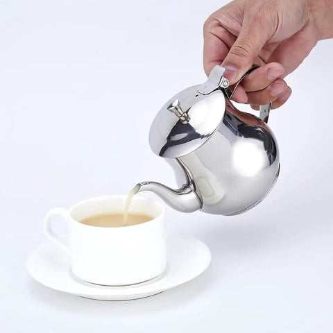 Mini 360Ml Stainless Steel Teapot For Tea And More, Ultra Compact Yet Sturdy Kitchen Pot For Coffee, pouring tea into a cup