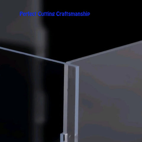 Close-up of Clear Display Case For Lego 75375 Airship Model's polished acrylic corner showcasing craftsmanship, dustproof design