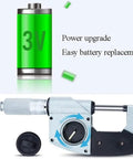 Digital Outside Micrometer With 0.001mm Accuracy showing battery replacement and 3V power upgrade