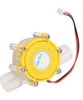 Micro Water Turbine Generator DC Manual Small Hydroelectric Turbine With Transparent Shell Yellow Power Generation Device For DIY Water Power Hydropower 80V Male Thread, close-up view showing wiring and connections.