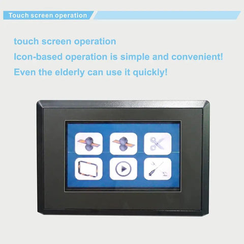 Rock Solid Heavy Duty Automatic Strapping Machine With 4.5 Inch Touch Screen interface showing simple icon-based operation.