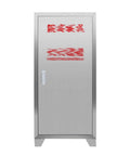 Heavy Duty Outdoor Fire Extinguisher Cabinet With Lock Weatherproof Steel Safety Storage Box And Tempered Glass Display, front view.