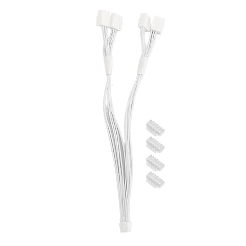 Fresh Sleeved Pcie 5.0 Extension Cable For Dope Gpu Power Delivery And Tight Rig Routing With Dependable 16 Awg Wiring Built For Nvidia Rtx 4090 4080 And 3090 Ti 4 To 8 Pin Adapter with three connectors and cable combs.