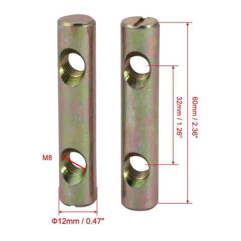 5 Pack M8x60mm Slotted Drive Cross Dowel Nuts Zinc Plated Iron Barrel Nuts Dual Hole Design for furniture assembly