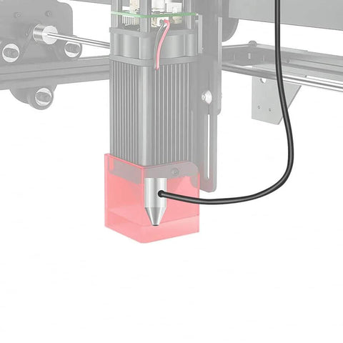 Longer Laser Engraver Air Assist kit for RAY5 10W/20W with red protective guard around nozzle