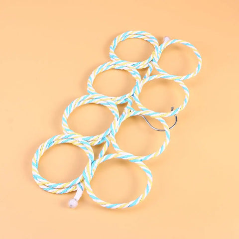 Paper Rattan Scarf Hanger With 12 Foldable Rings For Wardrobe And Closet Organization featuring multicolor rings.