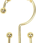 Single gold-finished hook from Double Shower Curtain Hooks 12 Pack Stainless Steel Easy Glide Rings For Bathroom Hanging Rods Decorative Liner Ring
