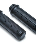 Beefy Heavy Industry Motorcycle Grips With End Caps For Electronic Throttle Control On Harley-Davidson 2008 To 2019 Satin Black 1 Pair