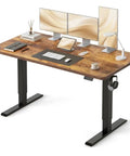 Rustic Brown 55 By 24 Inch Electric Standing Desk With Smooth Height Adjustment For Sit Stand Use Memory Presets setup