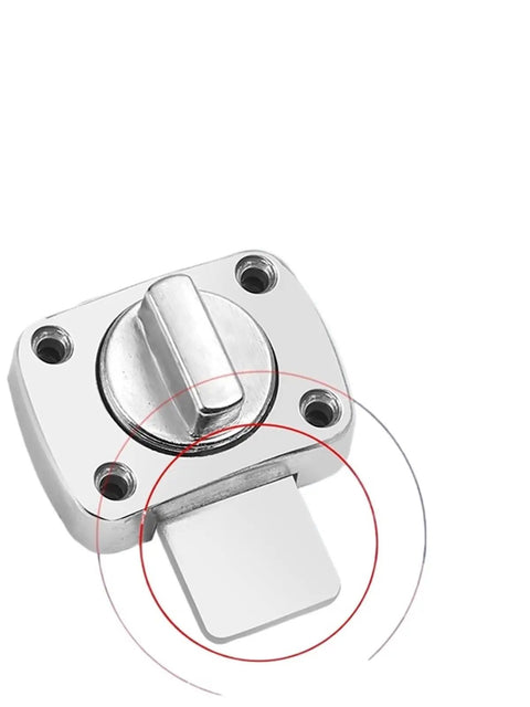 Close-up of a silver Gate Latch Slide Bolt Lock Rotating Hasp Latch with flat locking mechanism.