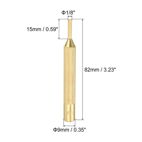Versatile Top Shelf Heavy Duty Brass Alignment Punch Tool Set For Precision Watch Repair And Jewelry Crafting With Non Marring Tips And Secure No Slip Cylindrical Drive Design, 1/8" head, 82mm length.