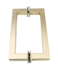Stainless Steel 304 Grade Tubular Back-To-Back Shower Door Pull Handle, 8-Inch Center-To-Center, Satin Brass Finish, Square Profile