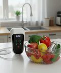 Portable Ultrasonic Cleaning Wand Featuring 60khz Sonic Cavitation Technology For Jewelry Glasses Watches And Dentures Fits Any Sink Or Bucket To Work Like A Champ And Knock Out Stubborn Grime Fast with vegetables in water.