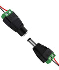 Solid Heavy Duty DC Power Jack Plug Adapter Connectors 5.5Mm X 2.1Mm with screw terminals for 12V LED strip lights.
