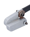 Close-up of the dual round blades on the Hand Pull Cutter For Metal Sheets And Cardboard, Effortless Nibbler With No Scissors Needed.