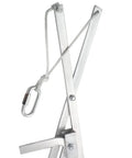 Close-up of Filter Box Grabber Lift Hoist For Quick Safe One Person Lifting showing foldable metal frame with rope and carabiner.