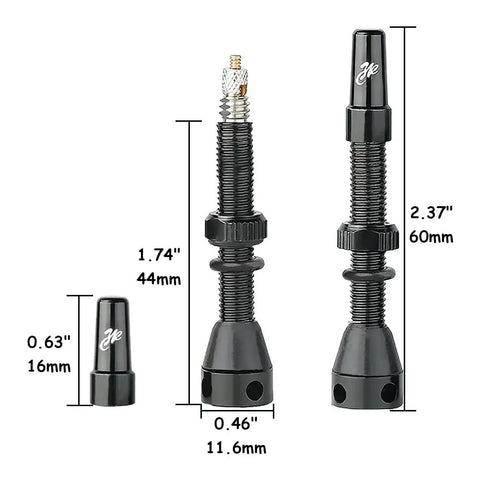 8 Pack Presta Valve Stem Kit 44mm 1.74 Inch Tubeless Valve Tools For Mountain And Road Bikes Aluminum Alloy Portable Tubeless Repair Kit With Valve Core Remover Tool And Stem Caps showing size