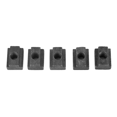 Front view of M6 T Slot Nuts Set 5 Pack Heavy Duty Grade 8.8 Oxide Carbon Steel T Nuts for Aluminum Extrusion Frames