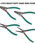4-Piece Snap Ring Pliers Set, 7-Inch Internal And External Circlip Pliers With Straight And Bent Jaw, displayed on white background