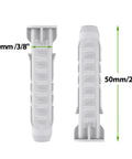 Concrete Wall Anchors For TV Wall Mount Installation Suitable For Concrete Or Brick Walls Durable Plastic Anchor Bolts 10x50mm White 6 Pack With Two Way Expansion For Increased Holding Power showing dimensions
