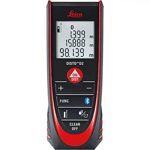 Knock It Outta The Park With This Bluetooth Laser Distance Measurer Featuring Smart Target And Bright Display For 330 Foot Range Dead On 1/16 Inch Precision Seven Modes Iso Certified Rig showing a close-up of the device's screen and buttons.