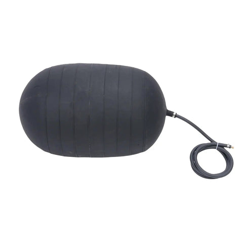 Inflatable Ball Pipe Plug For Quick Drainage Leak Sealing, Portable, black rubber, with attached inflate hose, front view