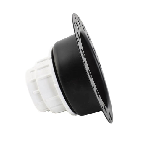 Freestanding Bathtub Drain Kit, Brass ABS Anti-Backflow for Home, side view of black and white drainage fitting.