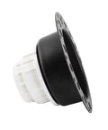 Freestanding Bathtub Drain Kit, Brass ABS Construction with, showing side view of drain fitting with white and black materials.