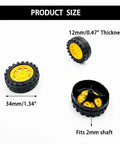 20Pcs 34mm Toy Car Wheels With 10Pcs 2mm Shafts And 100mm Axles, showing 34mm diameter and 12mm thickness