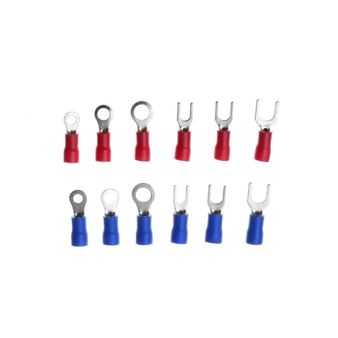 Huge 1000Pcs Assorted Insulated Crimp Terminal Kit With 24 Types Spade Fork Ring And Pin Connectors For Electrical Cables And Wire Cord Repairs You Need, red and blue ring and fork terminals