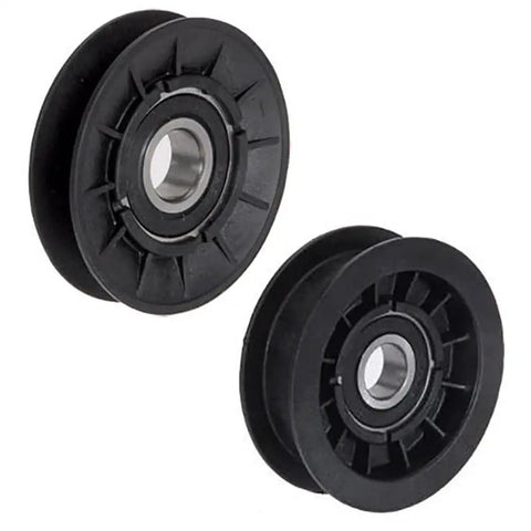 Smooth Ride Replacement Idler Pulley Kit Fits John Deere LA110 LA115 LA120 V Groove V-Belt Heavy Duty Flat Pulley Set For Lawn Mower And Garden Tractor Repair Job Easy Install And Long Lasting Performance, black metal pulley