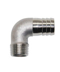 Stainless Steel Elbow Fitting Three Quarters Inch Hose Barb To Three Quarters Inch Male NPT For Homebrew Systems