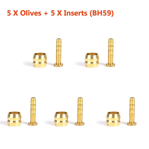 5 olive and insert pieces for Dope 2500mm Bicycle Hydraulic Disc Brake Hose Kit For Shimano BH59 System on white background