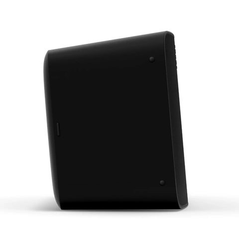 Side view of Five Wireless HiFi Speaker With Deep Bass AirPlay 2 Easy App Control Room Filling Sound Tuned By Giles Martin Black Finish