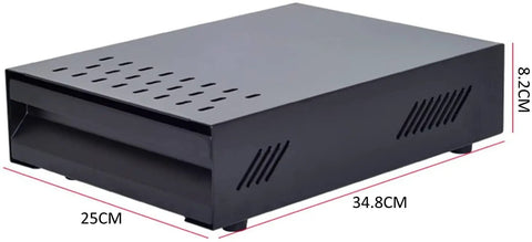 Real Deal Stainless Steel Knock Box For Espresso Machines Heavy Duty Grounds Container with rubber base and ventilation holes.