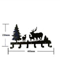 Heavy Duty Wall Mount Coat Hooks Zero Hassle Black Metal Key Hanger Rack For Entryway Bathroom Living Room Organization with deer and tree design