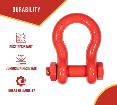 Built Like A Tank Heavy Duty One Point Five Inch Anchor Shackle Forged Carbon Steel Bolt Safety Pin showing rust and corrosion resistance.