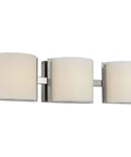 Arch LED 3-Light Vanity Light With Etched Glass, Modern Bath Fixture In Brushed Nickel mounted on white wall