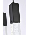 Modern 16 Light Ceiling Pendant With Heavy Duty Black Metal Frame And Crisp Crystal Drops, showing black metal base with crystal elements.