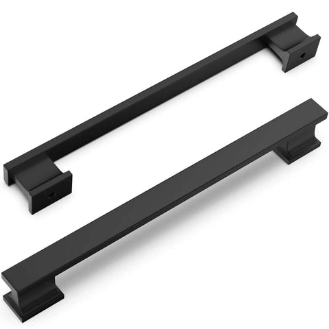 2 Pack Slick Matte Black Cabinet Handles 6-1/4 Inch 160mm Long Kitchen Cupboard Drawer Pulls, 7.1 Inch Overall