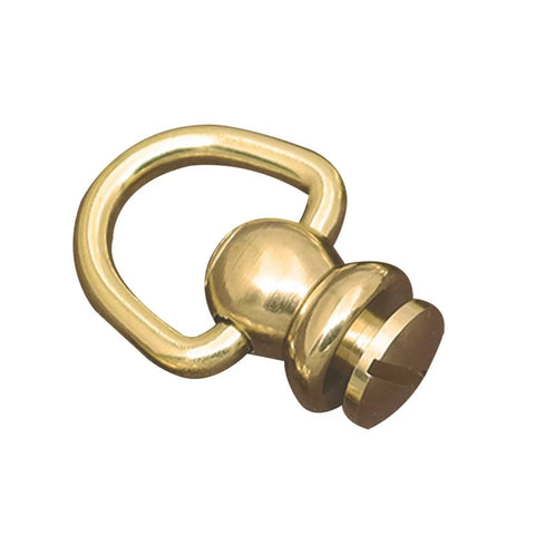 Solid Brass D Ring Ball Stud Rivets With Screws 1.1x0.47 Inch Two Pack For Leather Craft DIY Saddlery And Gear Mounting sturdy brass hardware