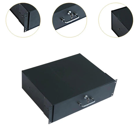 Tough As Nails Rack Mount Sliding Drawer For Server Cabinet Deep Storage Box With Secure Key Lock and Built In Cable Management Holes